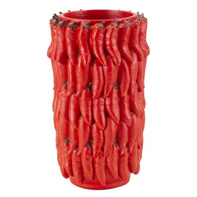 Kendra Home - Vaso Decorativo Peperoncini, Rosso, 20x20x34 cm