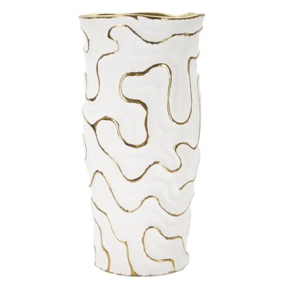 Kendra Home - Vaso Decorativo MF640, Bianco, 16x16x32,5 cm