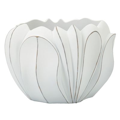 Kendra Home - Vaso Decorativo MF667, Bianco, 34,5x34,5x23,5 cm
