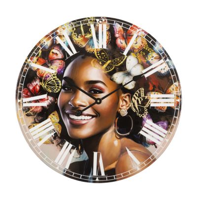Kendra Home - Orologio da Parete Africa 3, Multicolore, 60x4,5x60 cm