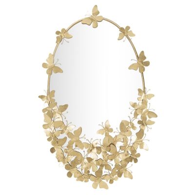 Kendra Home - Specchio con Cornice Farfalla 32, Oro, 59x3x89,5 cm