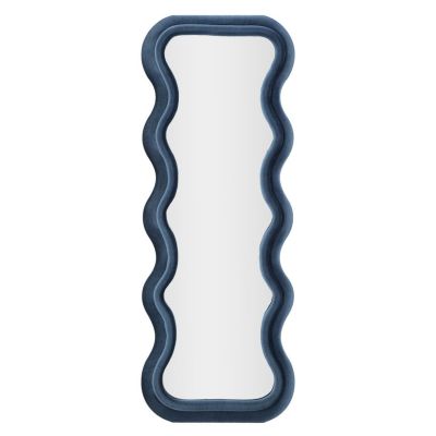 Kendra Home - Specchio con Cornice Onde 2, Blu, 60x6x160 cm