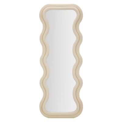 Kendra Home - Specchio con Cornice Onde 3, Beige, 60x6x160 cm