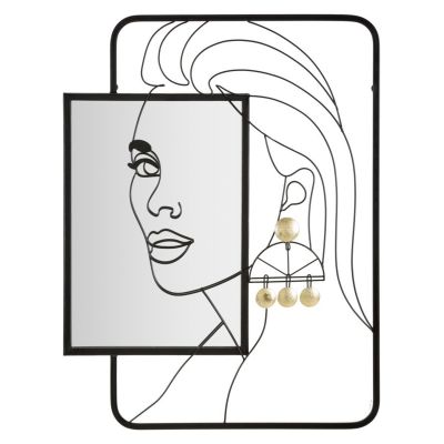 Kendra Home - Specchio con Cornice MF508, Nero, 64,8x3,8x85 cm