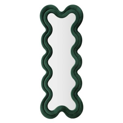 Kendra Home - Specchio con Cornice Onde 4, Verde, 58x4x160 cm