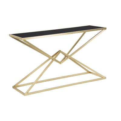 Kendra Home - Tavolo Consolle Triangoli 1, Oro, 130x40x75 cm