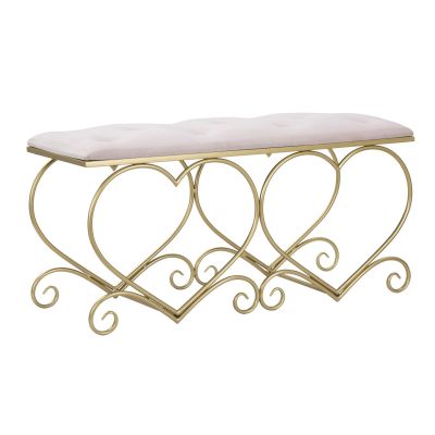 Kendra Home - Panca Cuore 4, Oro, 105x37,5x51,5 cm