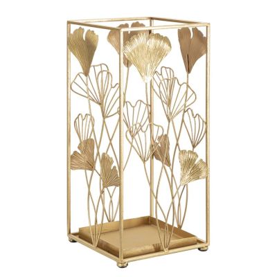Kendra Home - Porta Ombrelli Foglia 59, Oro, 22,5x22,5x48,5 cm