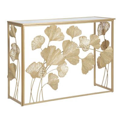 Kendra Home - Tavolo Consolle Foglia 72, Oro, 108x36,5x80 cm