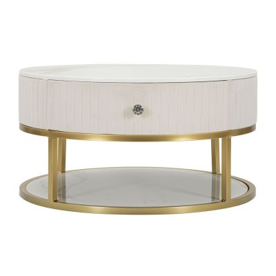 Kendra Home - Tavolino MF529, Bianco, 75x75x36 cm