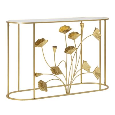 Kendra Home - Tavolo Consolle Foglia 73, Oro, 120x40x80 cm