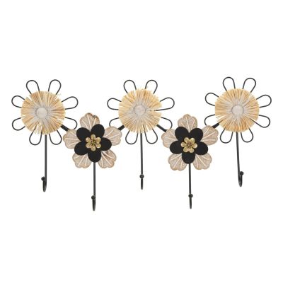 Kendra Home - Appendiabiti da Parete Fiori 1, Marrone, 61x5,5x30,5 cm