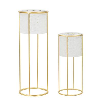 Kendra Home - Set di 2 Vasi per Piante MF408, Bianco, 17x17x46 cm