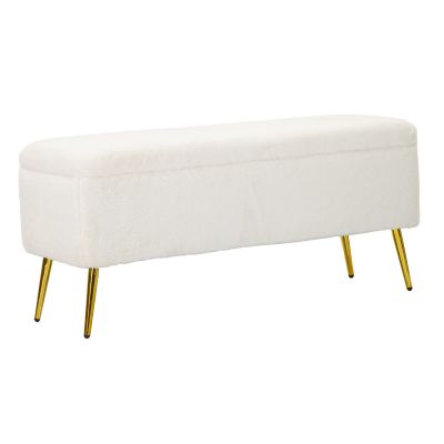 Kendra Home - Panca con Portaoggetti MF303, Bianco, 112x42x50 cm