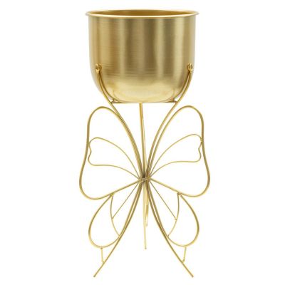 Kendra Home - Vaso per Piante Farfalla 4, Oro, 22x22x45 cm