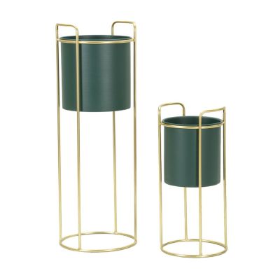 Kendra Home - Set di 2 Vasi per Piante MF390, Verde, 24x24x70 cm