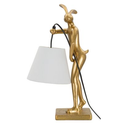 Kendra Home - Lampada da Tavolo Coniglio 2, Oro, 26x16x47 cm