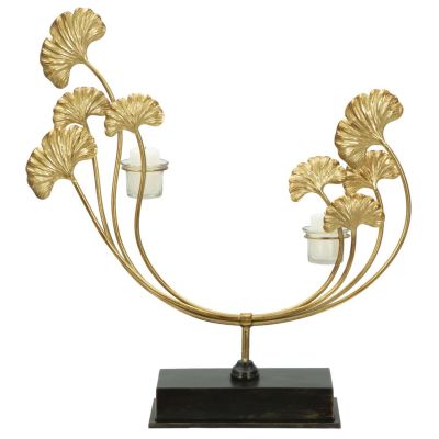 Kendra Home - Portacandela MF346, Oro, 50x12x55 cm