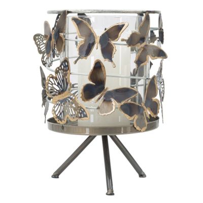 Kendra Home - Portacandela Farfalla 20, Multicolore, 15x15x23,5 cm