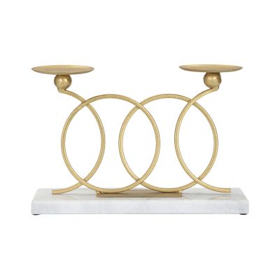 Kendra Home - Portacandela MF339, Oro, 30x9x20 cm