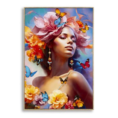 Kendra Home - Stampa su Tela Fiori 1, Multicolore, 92x62x4 cm