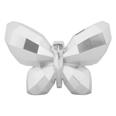 Kendra Home - Vaso Decorativo Farfalla, Argento, 15x22,5x8 cm