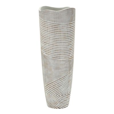Kendra Home - Vaso Decorativo Linee, Bianco, 55x19x19 cm