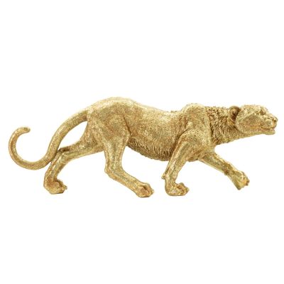 Kendra Home - Scultura Pantera, Oro, 89x21x33 cm