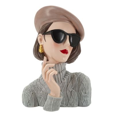 Kendra Home - Scultura Donna, Multicolore, 18,5x14x26 cm