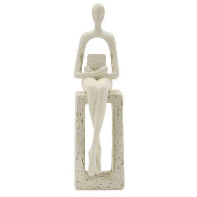 Kendra Home - Scultura Personaggio, Beige, 8,5x6,5x24 cm