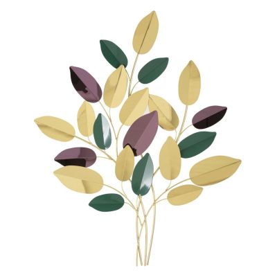 Kendra Home - Decorazione in Metallo 3D Foglie, Multicolore, 81,9x3,8x97 cm