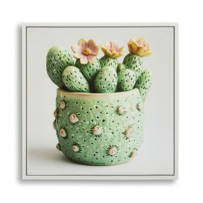 Kendra Home - Stampa su Tela con Cornice Cactus 2, Multicolore, 40x2,8x40 cm