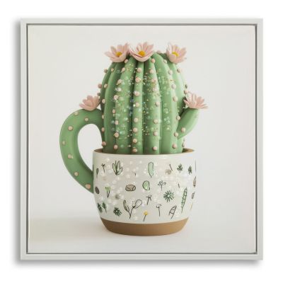 Kendra Home - Stampa su Tela con Cornice Cactus 3, Multicolore, 40x2,8x40 cm