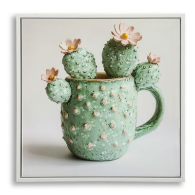 Kendra Home - Stampa su Tela con Cornice Cactus 4, Multicolore, 40x2,8x40 cm