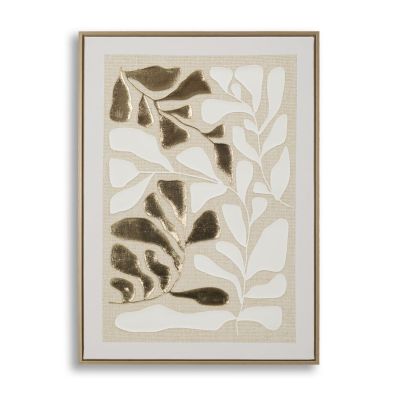 Kendra Home - Stampa su Tela con Cornice Foglie, Multicolore, 50x3x70 cm