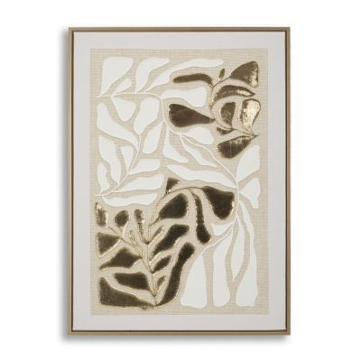 Kendra Home - Stampa su Tela con Cornice Foglie 1, Multicolore, 50x3x70 cm