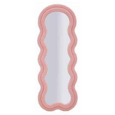 Kendra Home - Specchio con Cornice Onda 4, Rosa, 60x4x160 cm