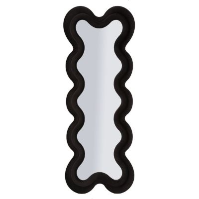 Kendra Home - Specchio con Cornice Onda 5, Nero, 58x4x160 cm