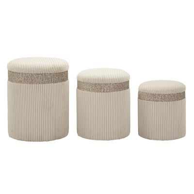 Kendra Home - Set di 3 Pouf MF768, Beige, 40,5x40,5x49,5 cm