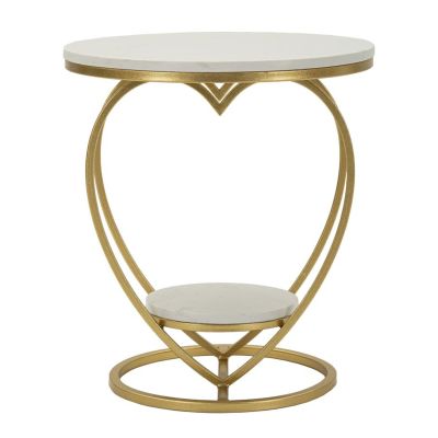Kendra Home - Tavolino Cuore, Oro, 40x40x45,5 cm