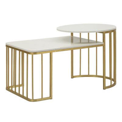 Kendra Home - Tavolino MF792, Oro, 90x50x50 cm