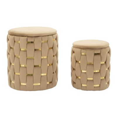 Kendra Home - Set di 2 Pouf MF873, Oro, 37x37x42 cm