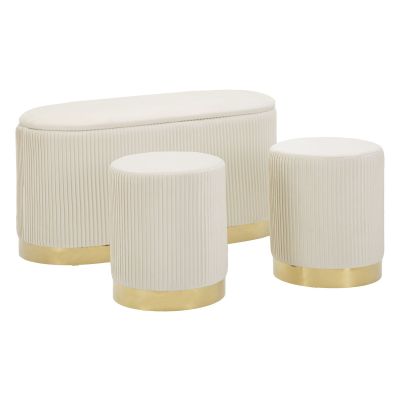 Kendra Home - Panca con Portaoggetti MF874, Beige, 80x37x42 cm