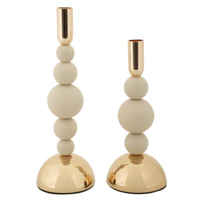 Kendra Home - Portacandela MF935, Beige, 10x10x29,5 cm