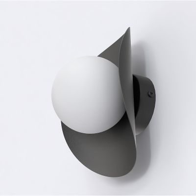 Lampada a parete Fiero in acciaio nero con diffusore in vetro
