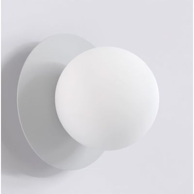 Lampada a parete Americana in acciaio grigio e vetro bianco opaco