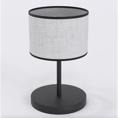 Lampada da tavolo ECO in acciaio nero con paralume grigio