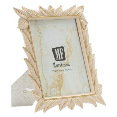 Cornice portafoto Leaffy in resina crema 15x20