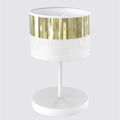 Lampada da tavolo LUX in acciaio bianco e finitura oro
