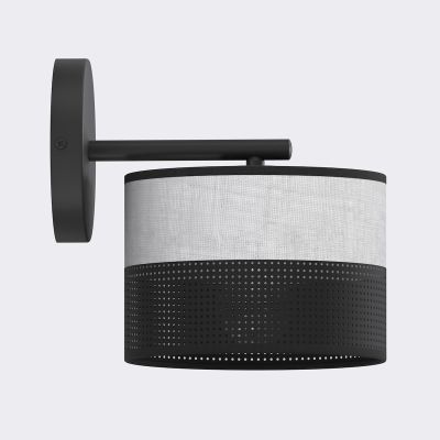 Lampada a parete Karbon in acciaio nero e tessuto grigio